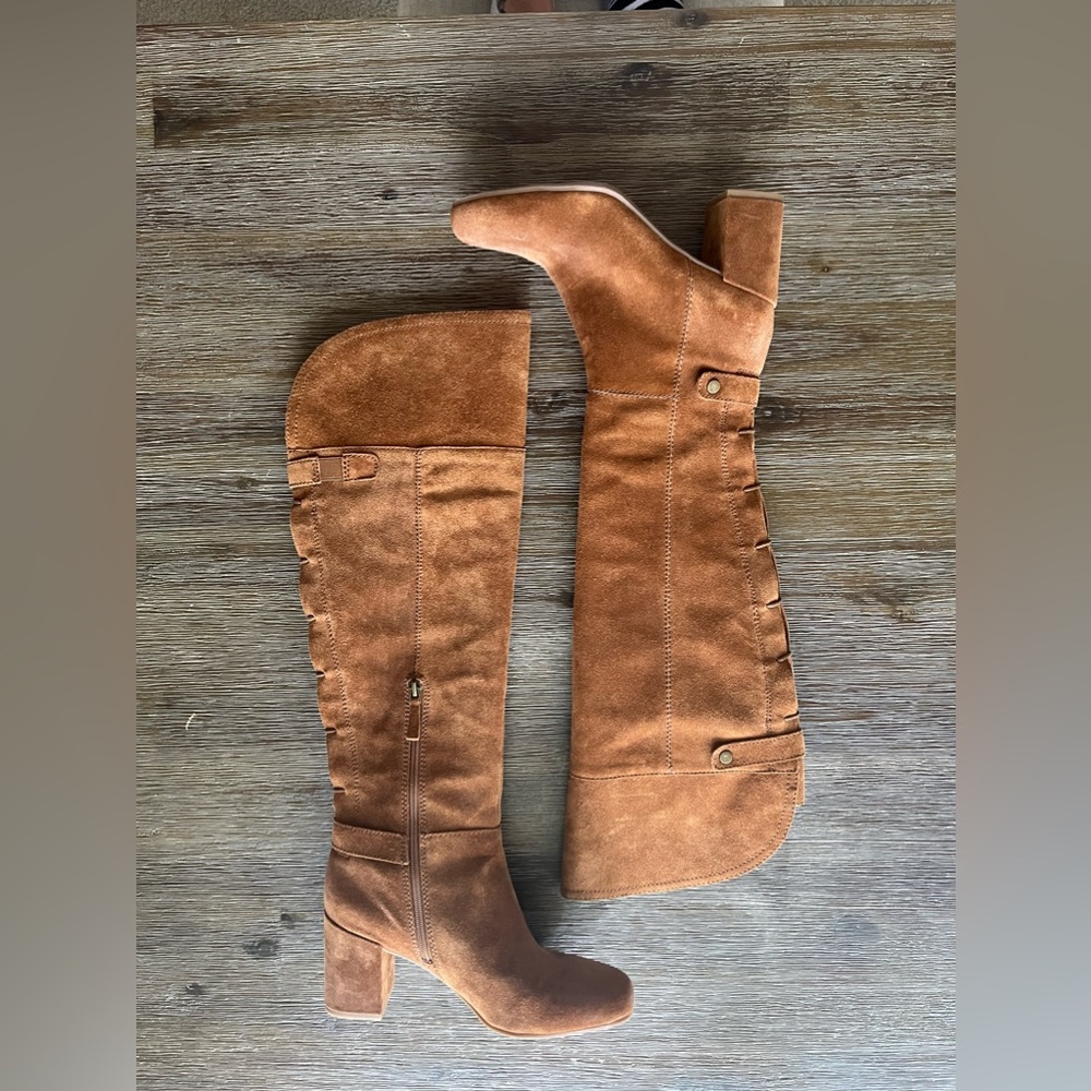 Franco Sarto Cognac Knee High Suede Boots